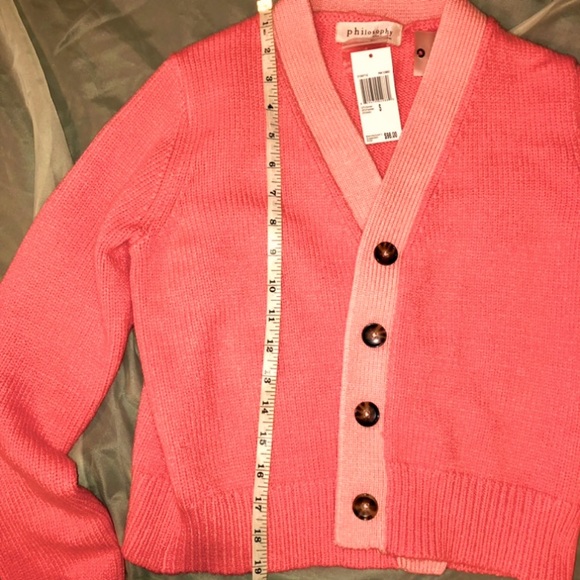 NWT Philosophy knit pink melon button front cardigan - Picture 4 of 7